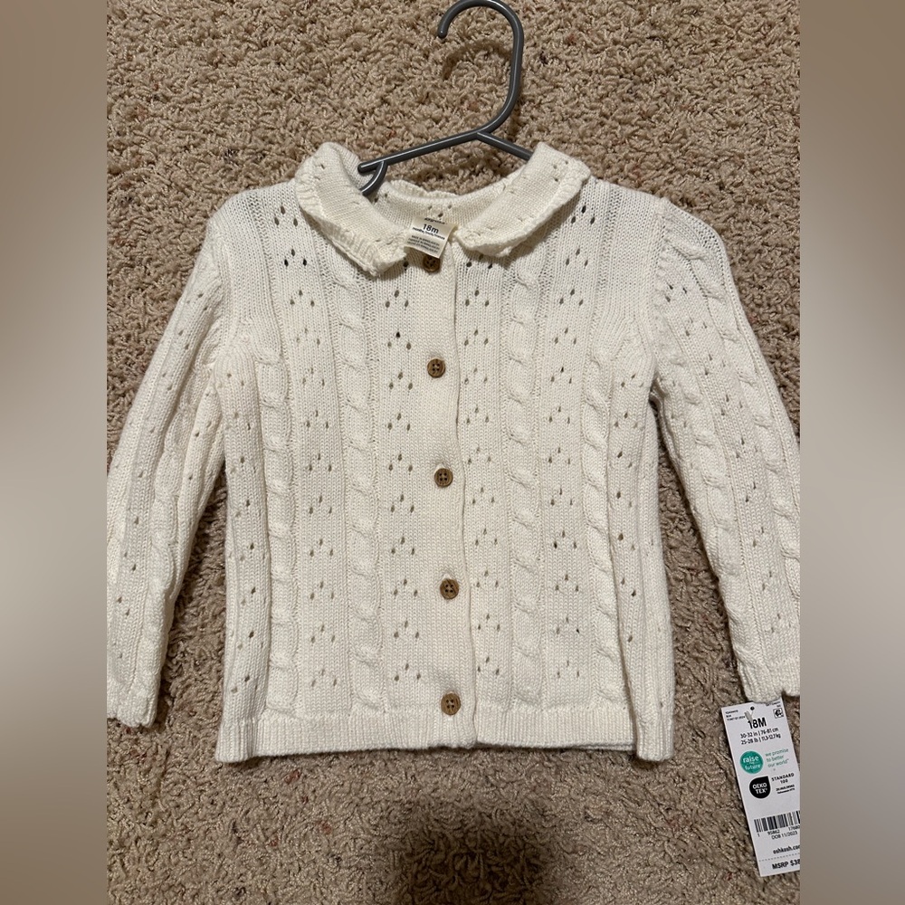 Baby B’Gosh Off-White/Cream Cardigan Sweater Size 18 mo.